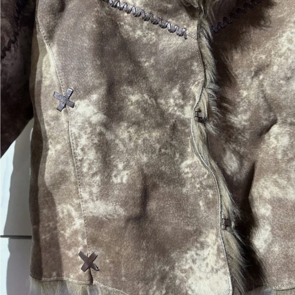 Cripple Creek RARE VTG Women’s Western Beaded Faux Fur Leather Jacket Coat XS - Picture 4 of 12